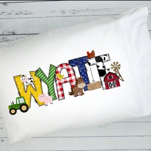 Farm Personalized Name Pillowcase, Custom Kids Pillowcase, Personalized Pillowcase, Gift