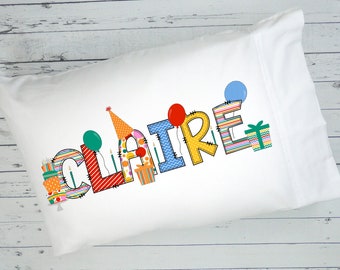 Birthday Personalized Name Pillowcase, Custom Kids Pillowcase, Personalized Pillowcase, Gift