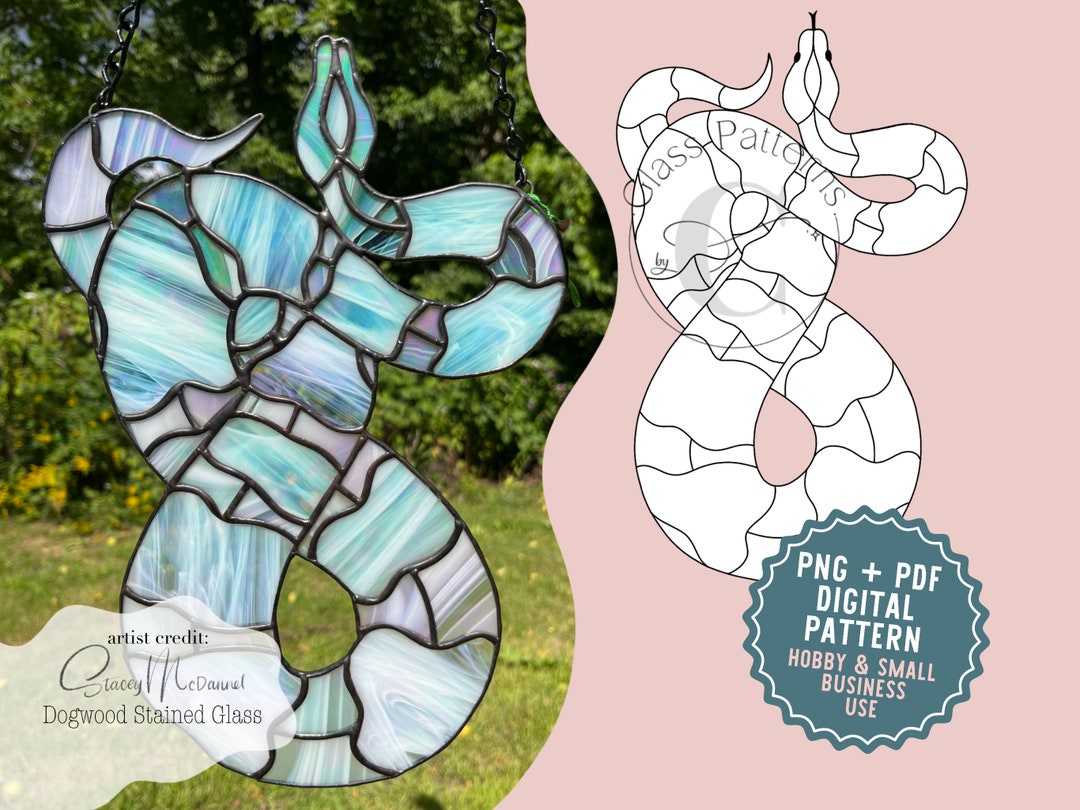Boa Stained Glass Pattern Digital Download PNG PDF Snake Python Glass ...