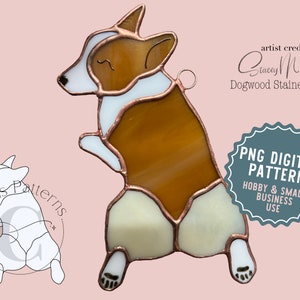 Cute Corgi Butt Stained Glass Pattern Digital Download