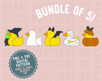 Halloween Rubber Ducks Stained Glass Patterns Digital Download Glass Patterns by C Holiday Bundle Jeep Duckie Duck Mummy Vampire Bat Ghost
