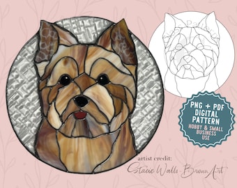 Yorkie Glasmalerei Muster Digitaler Download Yorkshire Terrier Haustier Muster Haustier Porträt Glasmuster von C PNG SVG PDF
