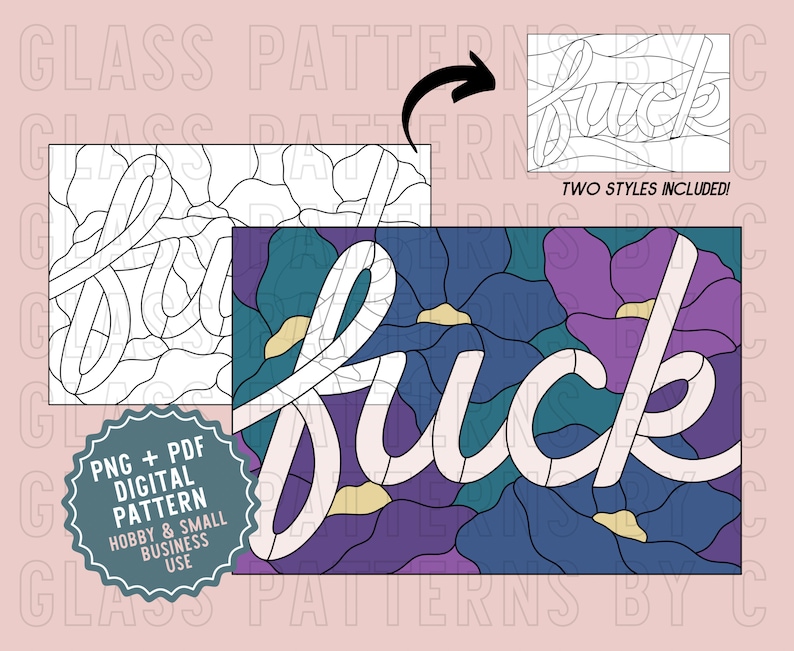 F*** Curse Word Stained Glass Pattern Digital Download Glass Patterns ...