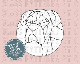 Boxer Stained Glass Pattern Design Digital Download PNG PDF Dog Glass Patterns by C Dogs