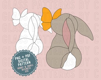 Hase und Schmetterling Glasmalereien Muster Digitaler Download PNG PDF SVG Glasmuster von C Urlaub Ostern Korb Ei Kaninchen