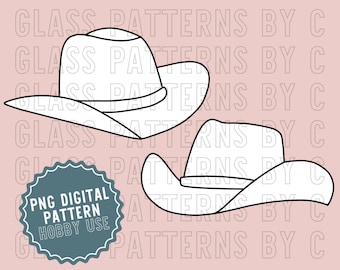 Cowboy Hut Zwei Glasmalerei Muster Digitaler Download PNG PDF SVG Glasmuster von C Hats Western Wild West