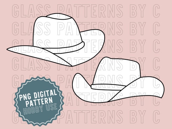 Cowboy Hat Two Stained Glass Patterns Digital Download PNG PDF SVG