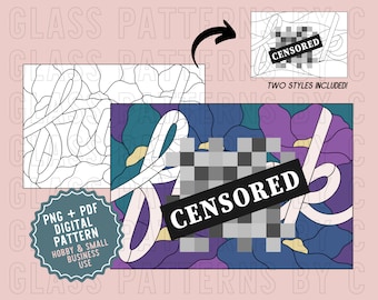 F ** Fluch Wort Glasmalerei Muster Digitaler Download Glasmuster von C PNG PDF Cricut Cuss Schimpfwort F Wort