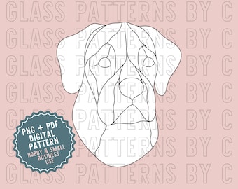 Boxer Glasmalerei Muster Design Digitaler Download PNG PDF Hund Hunde Glasmuster von C