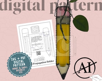 Patrón de vitral para estación de propagación de lápices Descarga digital SVG PDF Patrones de vidrio de C Regalo para maestros de regreso a clases Artículos de oficina
