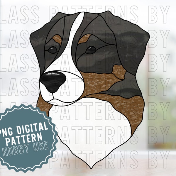 Australian Shepherd Stained Glass Pattern Design Digital Download PNG Dog Aussie Cattle Dog Border Collie