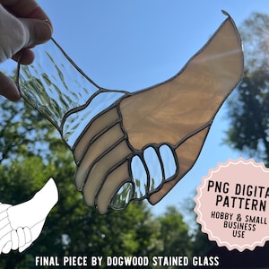 Patrón de vitral conmemorativo &quot;Manos unidas&quot; Descarga digital Patrones de vidrio atrapasol de ángel por C PNG PDF SVG