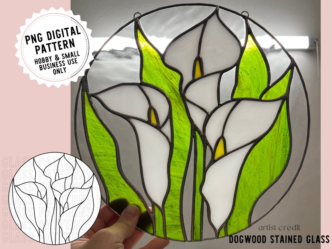 Calla Lily Stained Glass Pattern Digital Download PNG SVG PDF Lillies