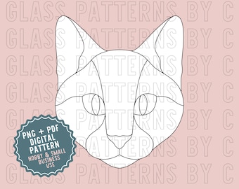 Digital Download Stained Glass Pattern - Kitty Cat 4 - Etsy