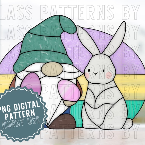 Easter Gnome Stained Glass Pattern Digital Download