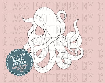 Modello di vetrate colorate a forma di polpo Download digitale PNG PDF SVG Modelli di vetro di C Modelli oceanici Vita marina sottomarina