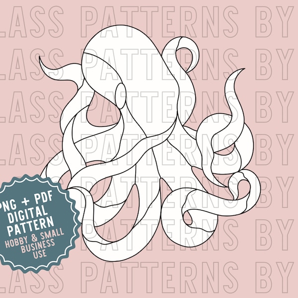 Octopus Stained Glass Pattern Digital Download