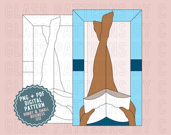 Leggy Reader Stained Glass Suncatcher Pattern Digital Download Reading Readers Book Bookish Glass Patterns by C PNG PDF SVG