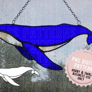 Blue Whale Stained Glass Pattern Digital Download PNG PDF SVG Glass Patterns by C Killer Whale Humpback Whale Orca