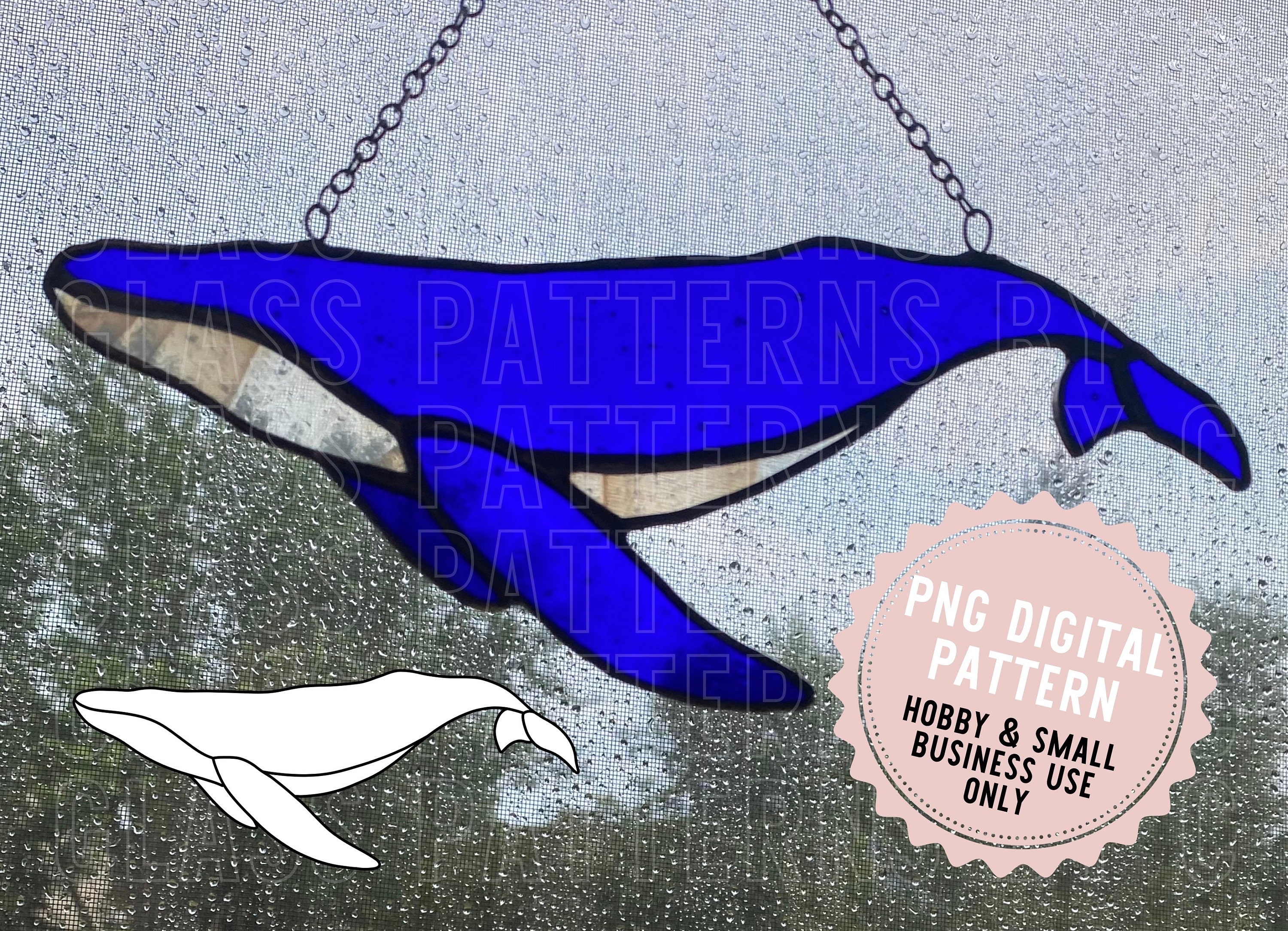 Blue Whale Stained Glass Pattern Digital Download PNG PDF SVG Glass Patterns by C Killer Whale Humpback Whale Orca
