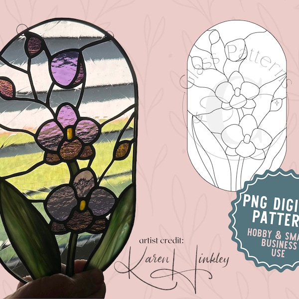 Orchid Plant Stained Glass Pattern Digital Download Flower