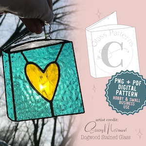 Book Stained Glass Suncatcher 2D Pattern Digital Download Reading Readers Books Novel Glass Patterns by C