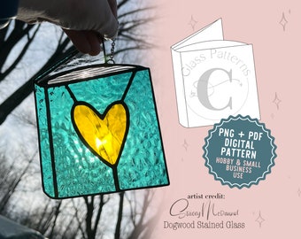 Book Stained Glass Suncatcher 2D Pattern Digital Download Reading Readers Books Novel Glass Patterns by C