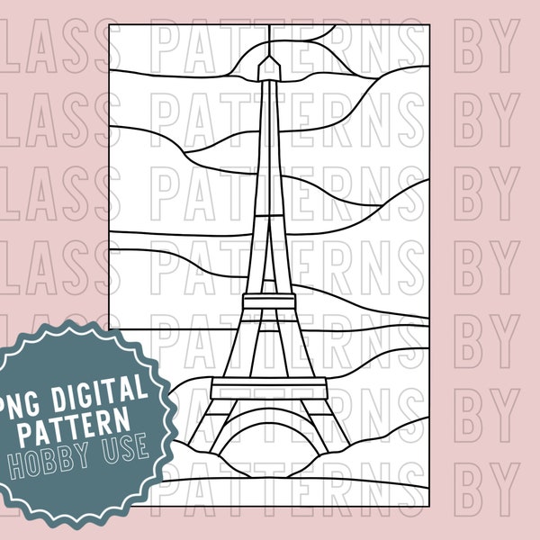 Eiffel Tower Stained Glass Pattern Digital Download