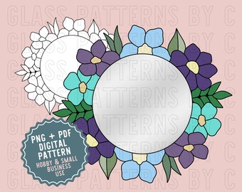 Blumen-Spiegel-Buntglasmuster zum digitalen Download (PNG, PDF, SVG) von C Mirrors Botanical Maximalist
