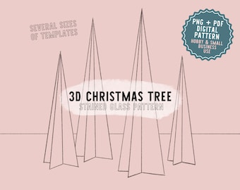 3D Tree Stained Glass Pattern Digital Download Christmas Pine Tree Evergreen Glass Patterns by C SVG PNG PDF