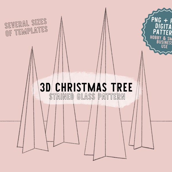 Arbre de Noël en téléchargement numérique, motif vitrail 3D, sapin de Noël à feuilles persistantes