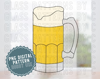 Beer Mug Stained Glass Pattern Digital Download SVG PDF PNG Glass Patterns by C