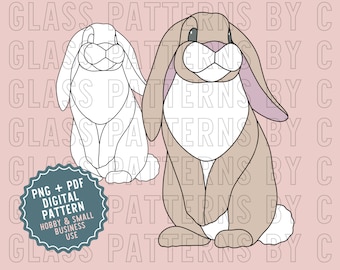 Hase Glasmalerei Muster Digitaler Download PNG PDF SVG Glasmuster von C Holiday Easter Rabbit