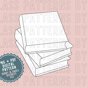 Stack of Books Stained Glass Suncatcher 2D Pattern Digital Download Reading Readers Book Glass Patterns by C PNG PDF SVG Bookish Booktok
