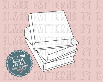 Stack of Books Stained Glass Suncatcher 2D Pattern Digital Download Reading Readers Book Glass Patterns by C PNG PDF SVG Bookish Booktok