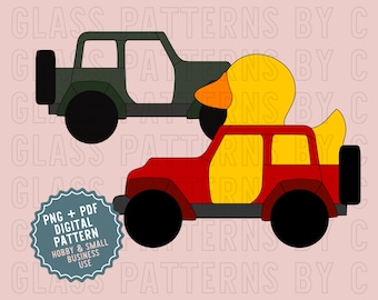 Jeep Rubber Duckie Stained Glass Pattern Digital Download PNG PDF Jeeps Ducks Glass Patterns by C