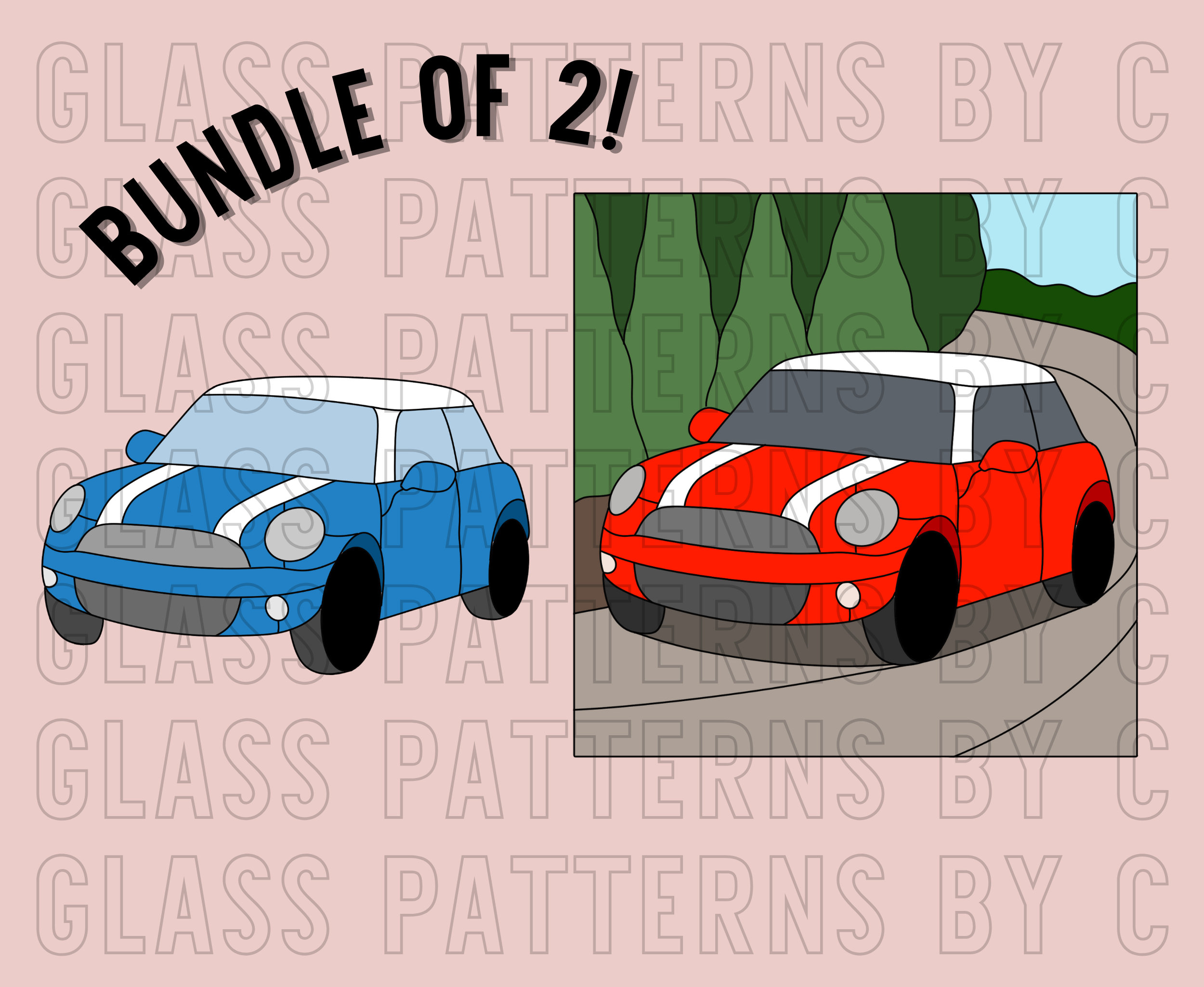 Mini Cooper Car Stained Glass Pattern Digital Download PNG PDF SVG Coop ...