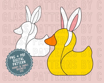 Rubber Duck Bunny Ears Stained Glass Pattern Digital Download Holiday Easter Rabbit Jeep Rubber Duckie Glass Patterns by C PNG PDF SVG