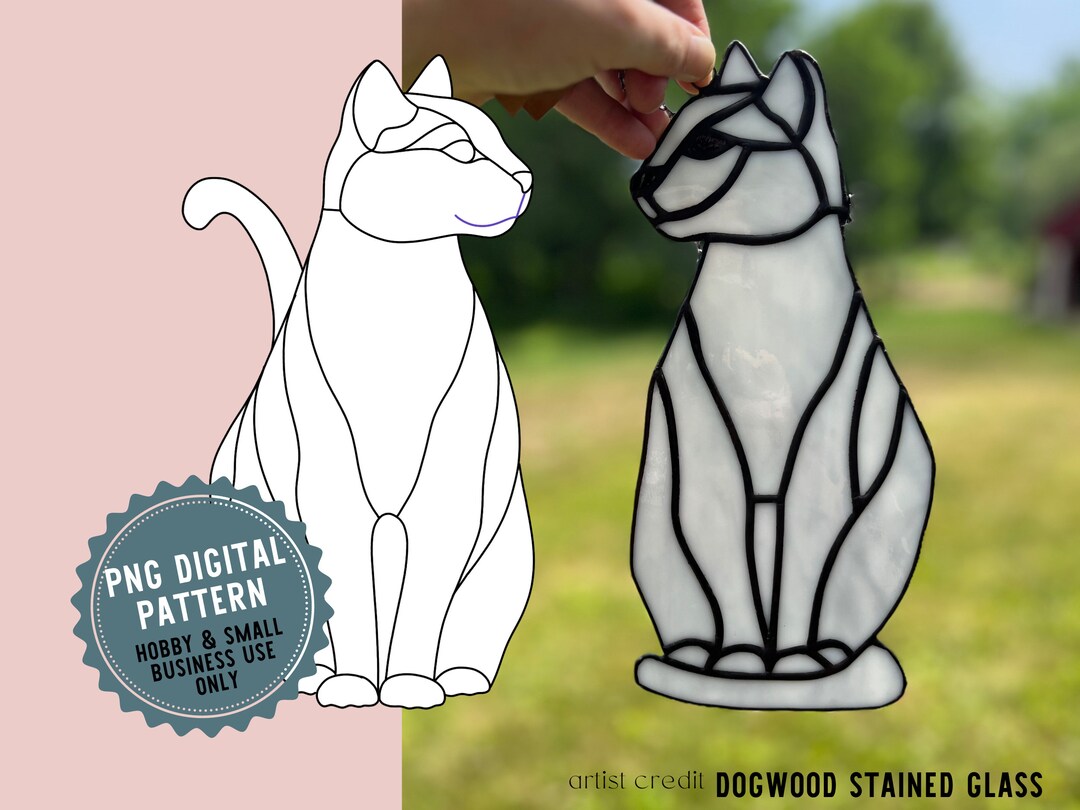 Cat Stained Glass Pattern Digital Download - Etsy