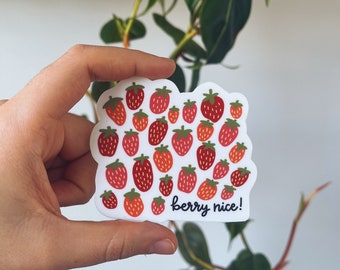 Adesivo BERRY NICE | Adesivo de vinil para laptop | arte de morango
