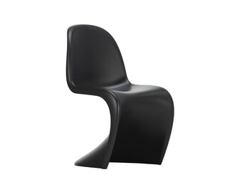 Panton chair in shinny white and black, s shaped chair, penton chair