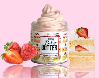 8 oz Strawberry Shortcake Whipped Body Butter | Thank You Gift | Gift For Her | Wife Gift | Gift For Mom | Whipped Shea Butter