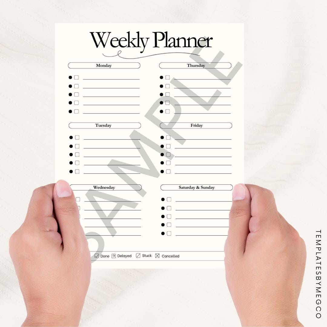 Editable Minimalist Weekly Planner | Printable PDF Schedule | Task ...