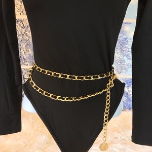 CHANEL Belt Gold Chain Links Gripoix Charms Circa 1970-80s