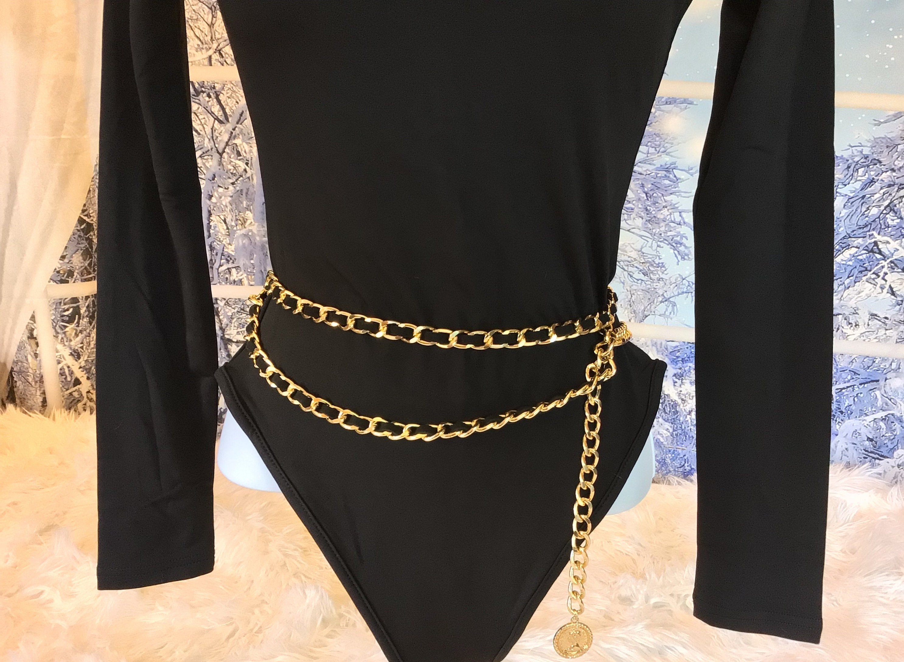 Women Chain Belt Fashion Female Lady Silver Gold Long Pin Buckle
