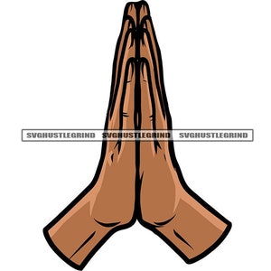 Praying Hands Black Melanin Brown Hands Only Together Illustration Image Art Icon Grind Graphic SVG Vector Cutting Files PNG JPG Silhouette