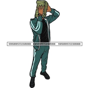May include: A person wearing a teal tracksuit with a stack of cash covering their face. The person is holding the cash with their right hand and their left hand is on their head.