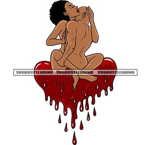 Pareja negra Hombre Mujer abrazada Intimidad Gote Red Heart Relación Amor Romance Gráfico SVG Vector Cortando Archivos PNG JPG Silueta