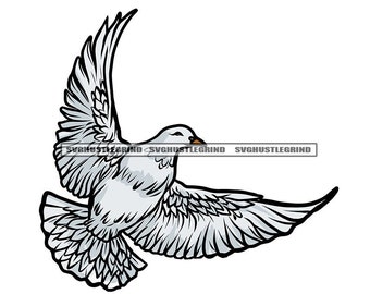 White Dove Flight Bird Nature Symbol Pigeon Peace Freedom Wings Hope Illustration Graphic SVG Vector Cutting Files PNG JPG Cricut Silhouette