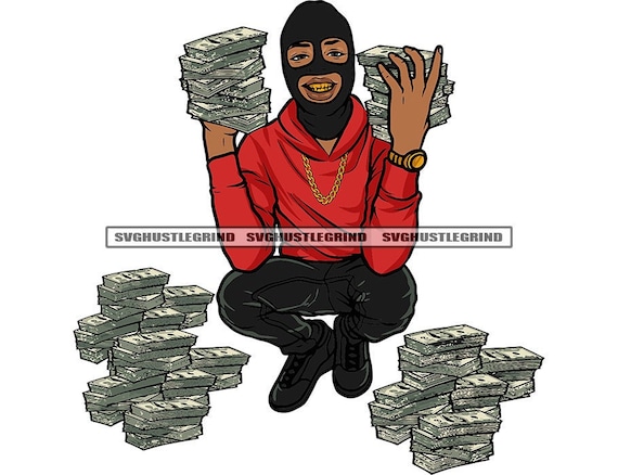 Money Text Ski Mask - Red